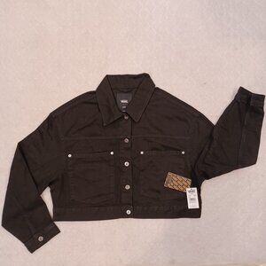 Vans Girl's Large Jean Jacket Raynes Crop Trucker Black VN000G8SBLK